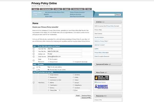 Privacy Policy Online Privacy Policy Generator