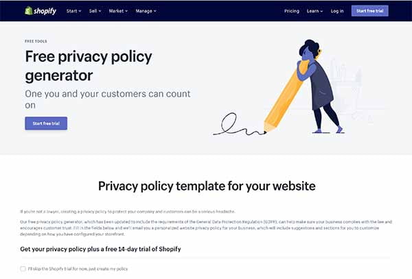 Shopify - Free E-Commerce Privacy Policy Generator​