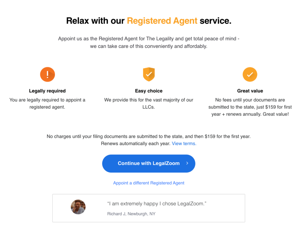 select a registered agent