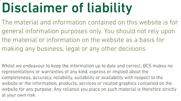 Disclaimer of liability